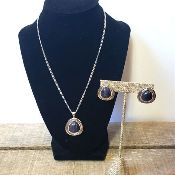 Silver-tone Necklace and Earrings Set - Picture 1 of 8